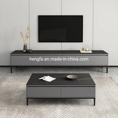 Italian Modern Living Room Aluminum Furniture Legs Adjustable Marble TV Stand