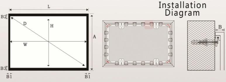 92inch Fixed Frame 3D Lexin 4K Movie Theater Projector Screen FF92hm