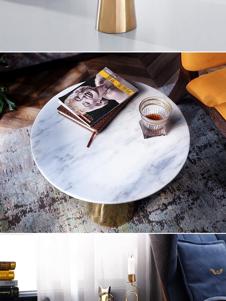 Linsy Modern Round Design White Marble Center Table Rbg1j