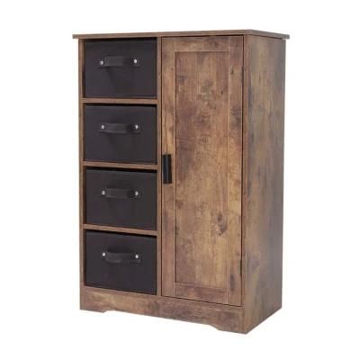 Living Room Office Retro Rustic Brown Floor Storage Cabinet 0226