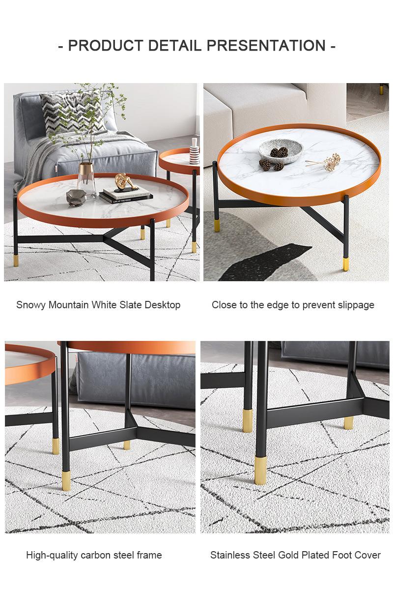 Contemporary Living Room Metal Furniture Hotel Marble Top Coffee Table