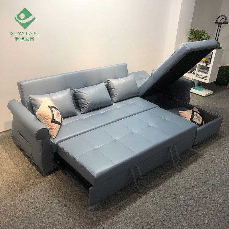 L Shape Sofa Set Custom Made Storage Adjustable Folding Sofa