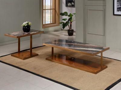 Morden Luxury Square Coffee Table Set with Nature Marble Top