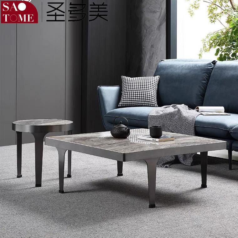 Modern Popular Living Room Furniture Two Sizes of Stainless Steel Gray Titanium Tea Table