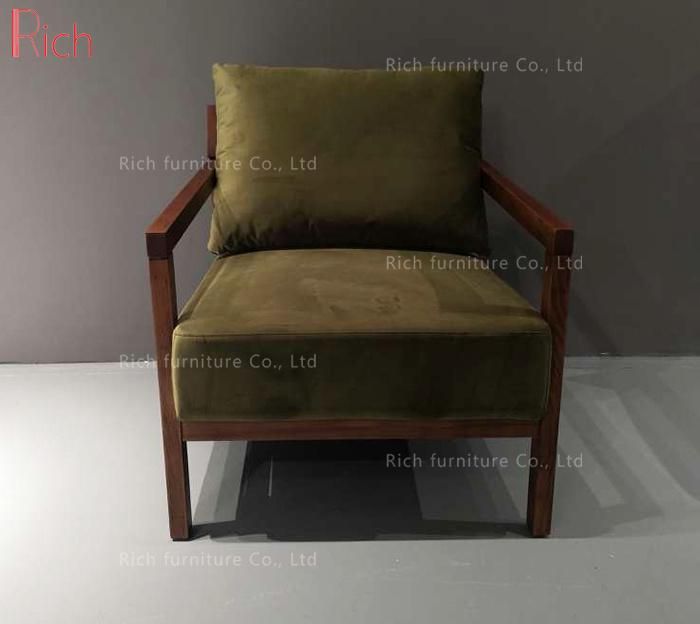 Modern Design Living Room Armchair Velvet Upholstered Wood Chair