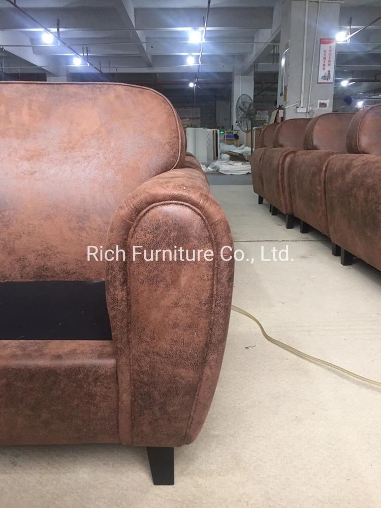 Home Design Living Room 3 Seater Vintage Leather Sofa Brown Color Couch