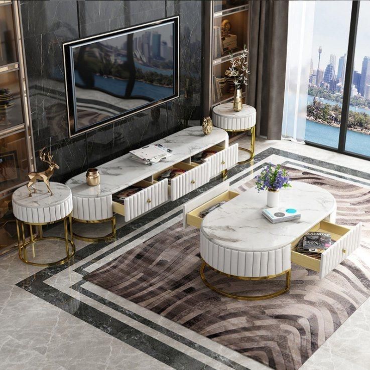 High End TV Cabinet Modern Luxury Marble Living Room Furniture