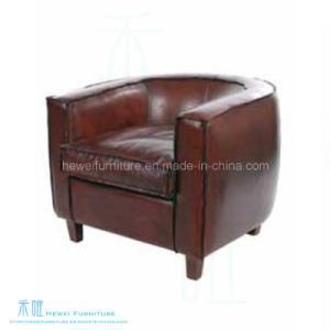 Classic Wood Frame Hotel Lobby Leather Lounge Sofa (HW-6677S)