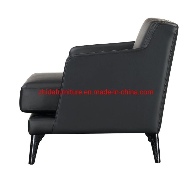 Black PU Reception Area Leisure Coffee Shop Restaurant Wooden Chair