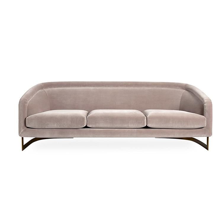 Home Furniture General Use and Living Room Chair Velvet Fabric Metal Sofa Couch with Armrest for Hotel Showroom