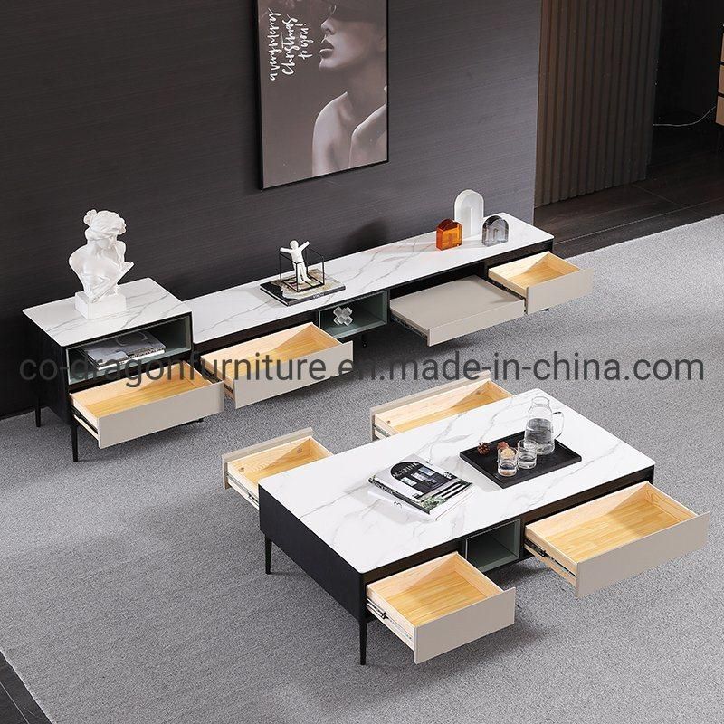 Hot Sell Marble Top Living Room Furniture Wooden Coffee Table