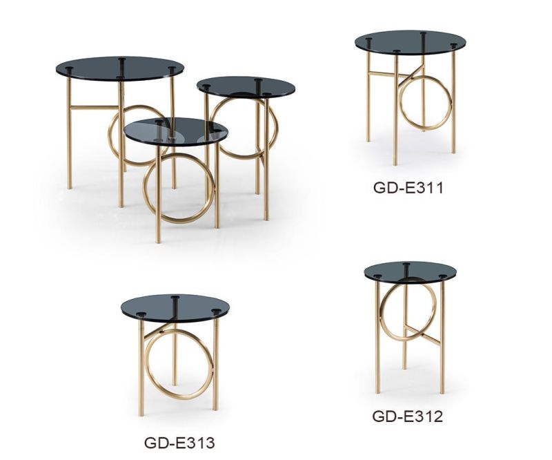 High Quality Coffee Round Dining Table with 304 Stainless Steel Legs