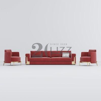 Modern Simple Design Leisure Fabric Long Couch Sectional Velvet Sofa with Single Chair