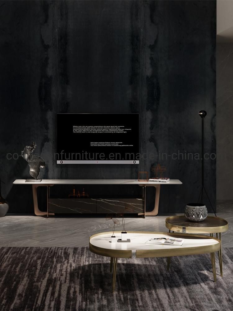 Luxury Home Furniture Steel Frame Coffee Table with Marble Top