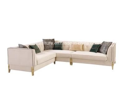 Chinese Modern New Classcial Luxury Home Living Room Velvet Corner U Shage Sofa