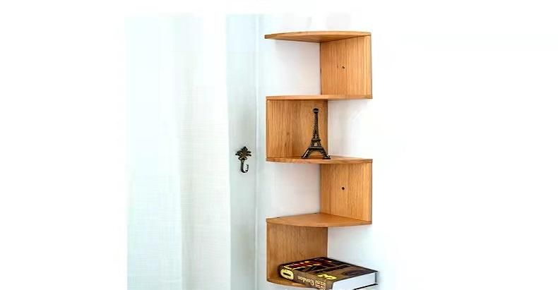 Modern Simple Bedroom Living Room and Kitchen Common Furniture Solid Wood Corner Shelf