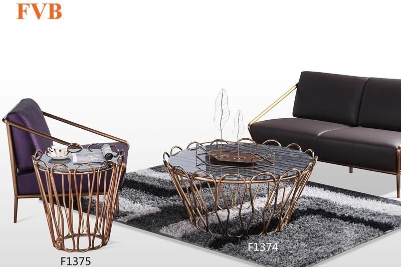 Nature Marble Coffee Table Sets with Stainless Steel Frame Base