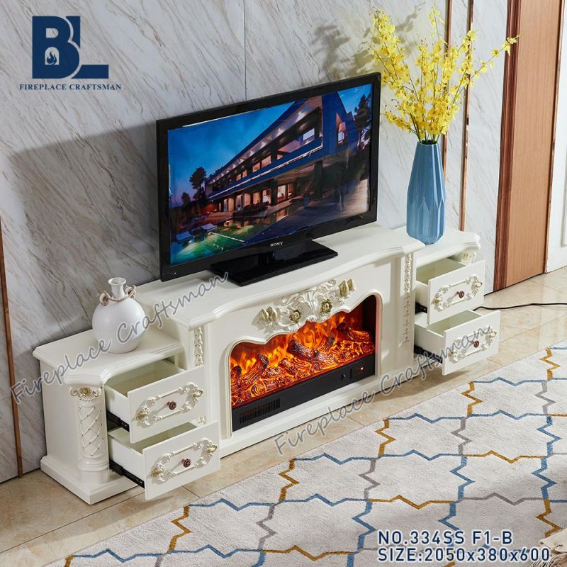 Good Quality Ornately Carved Italian Statuary Marble Electric Fireplace Surround TV Stand Cabinet Console 334ss