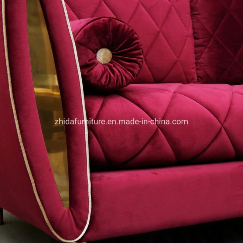 Luxury Classic Living Room Furniture Fabric Sofa with Gold Feet