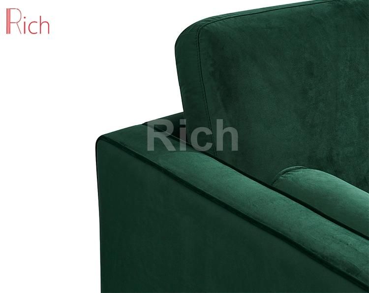 Nordic Style Living Room Set Green Fabric Velvet Arm Couch