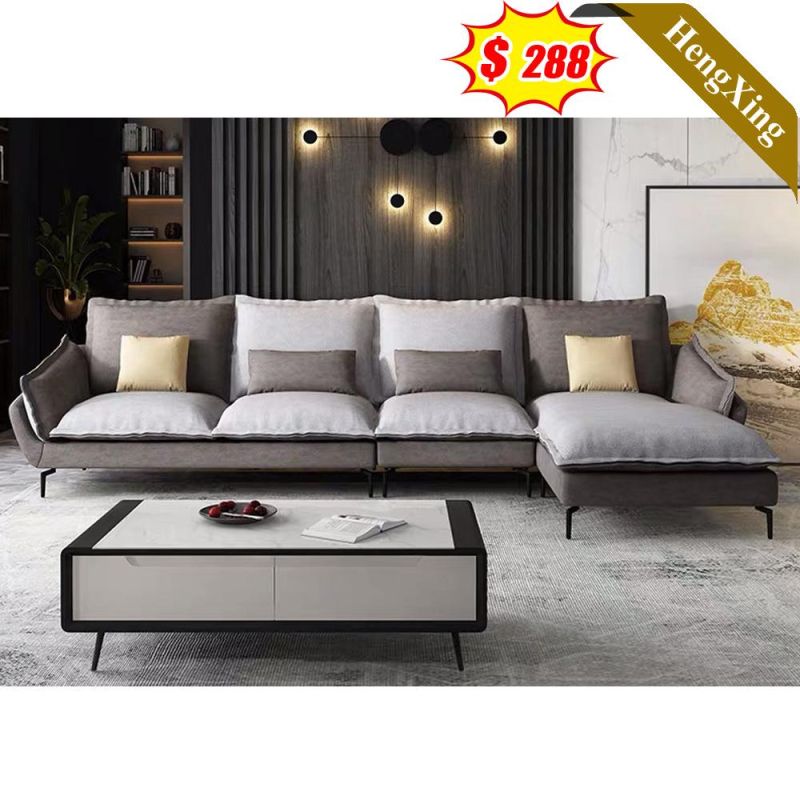 Modern Home Living Room Metal Legs Sofa Couch Simple Design Hotel Lobby Bedroom Furniture Gray Fabric L Shape Leisure Sofas