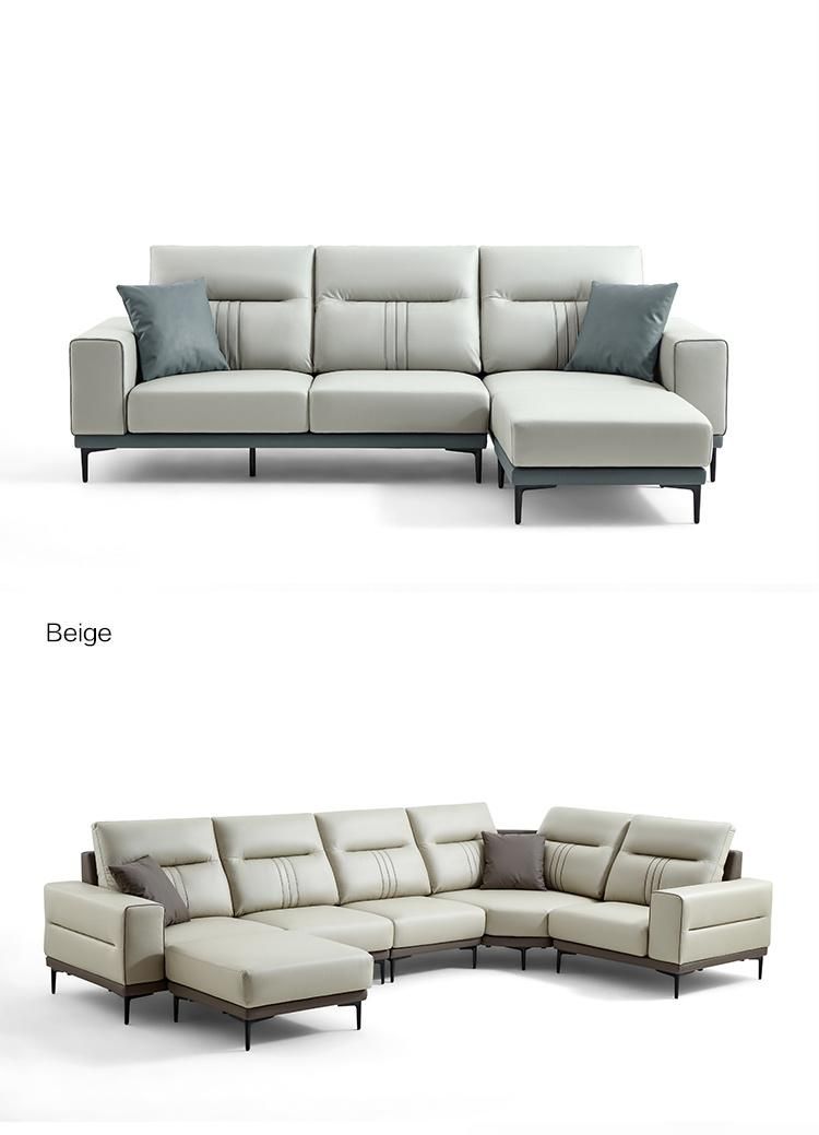 Linsy Luxury Italian Living Room Leather U Shaped Designs Couch Furniture Sofa Set Tbs061