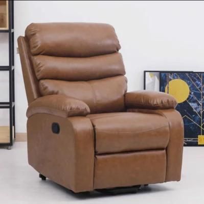 Khaki Color Manual Recliner Sofa Home Furniture Leisure Single Lazy One Seat Single Leather Sofa Living Room Furniture Sofa