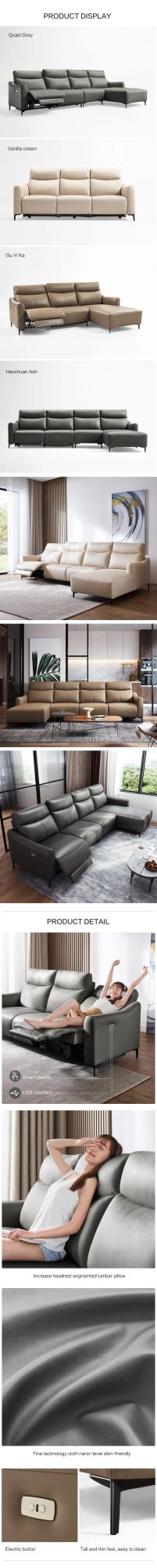 Linsy China American Style Grey Sofa 3 Seater Recliner Chair Leather Recliner Sofa Set S054