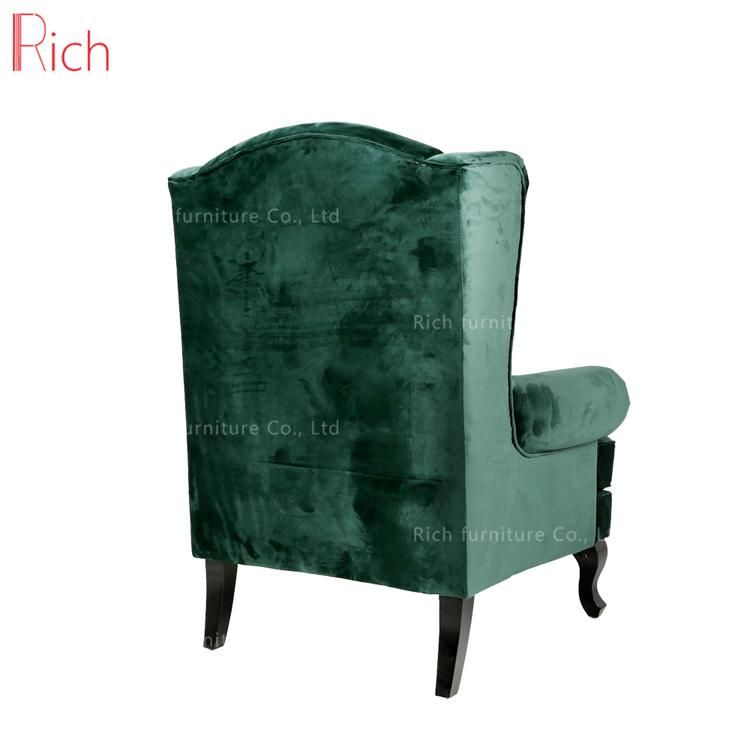 European Style Living Room Furniture Green Velvet High Back Sofa