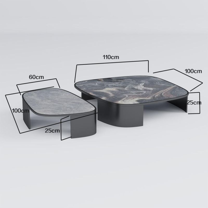 Wholesale Modern Unique Black Marble Top Coffee Table Premium Side Table with Stainless Steel Table