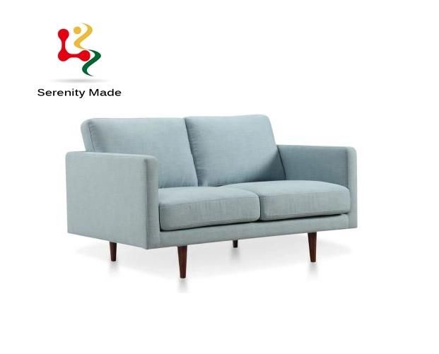 Living Room Furniture Home Set Furniture Blue Fabric Frame Wooden Legs Couch Sofa