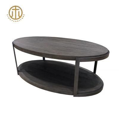 Double Round Brown Solid Wood Living Room Domestic Coffee Table