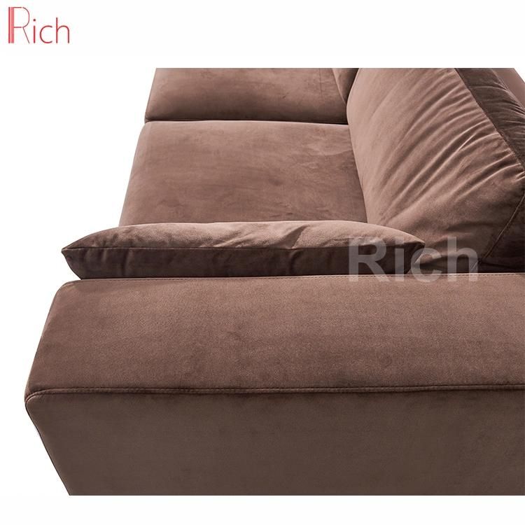 Metal Legs Brown Velvet Upholstery Loveseat Sofa Furniture