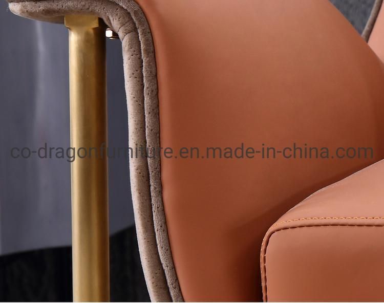 Luxury Modern Furniture Leather Leisure Sofa Chair with Metal Laegs