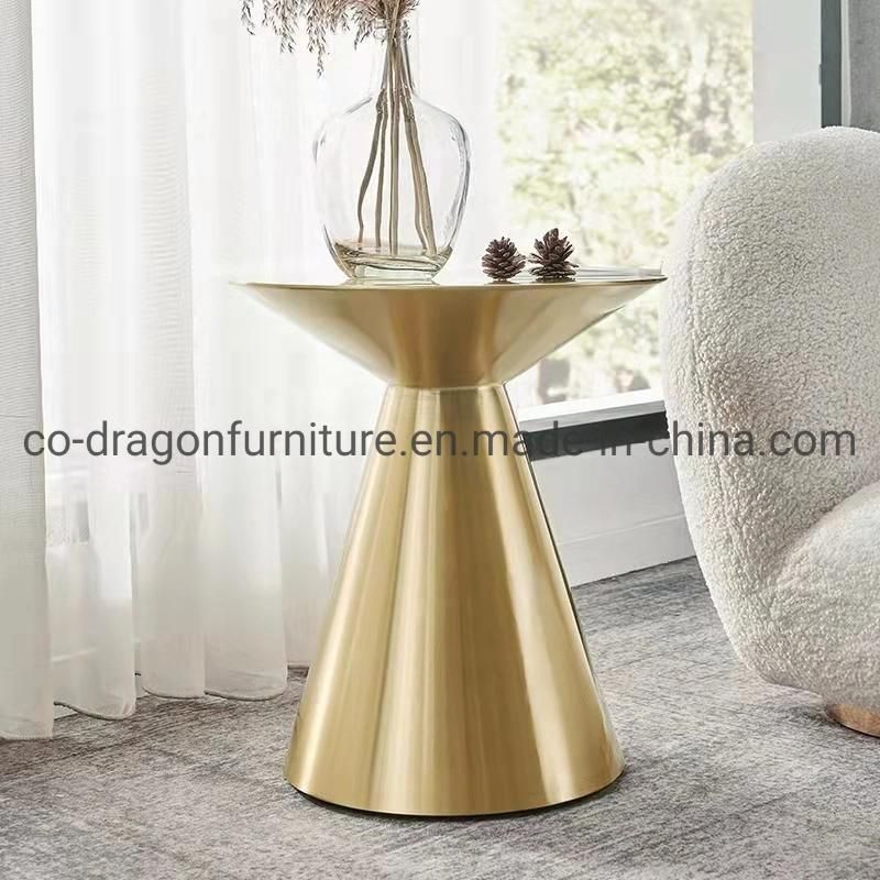 Luxury Home Furniture Gold Steel Side Table with Finger Printing