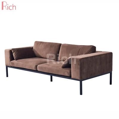 Metal Legs Brown Velvet Upholstery Loveseat Sofa Furniture