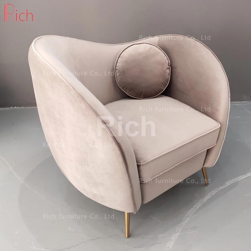 Gold Metal Legs Accent Sofa Chair Pink Velvet Fabric Living Room Furniture Leisure Armchair