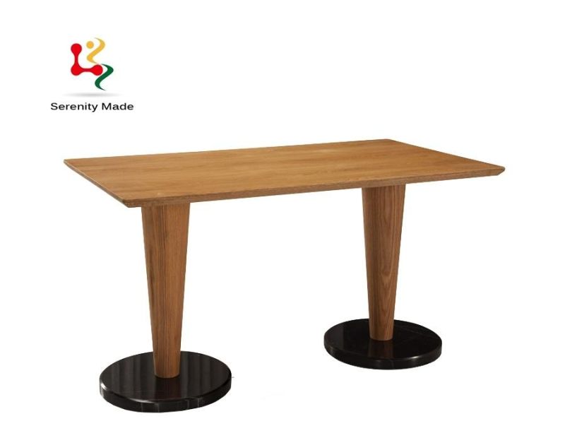 Modern Coffee Shop Furniture Round Wooden Frame Metal Base Dining Table