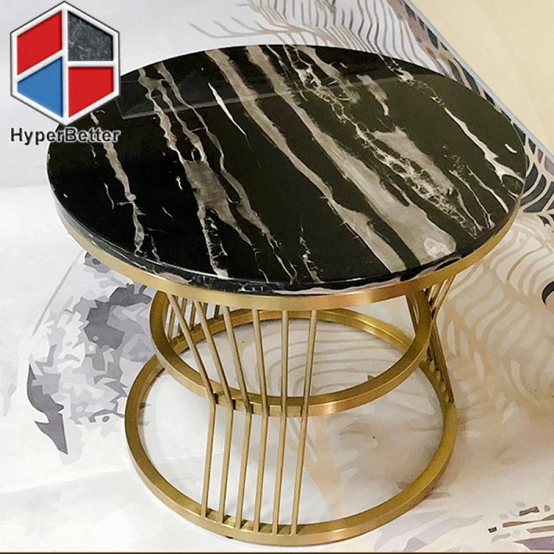 Pedestal Silver Portoro Marble Coffee Table