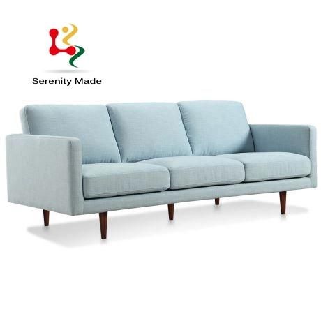 Living Room Furniture Home Set Furniture Blue Fabric Frame Wooden Legs Couch Sofa