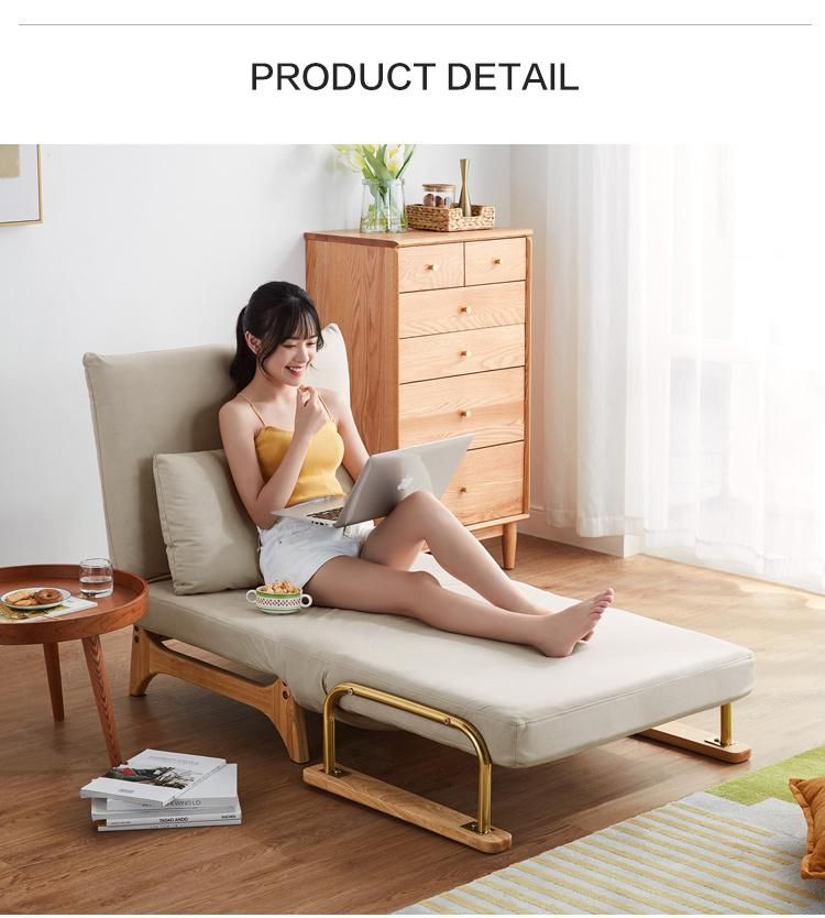 Linsy European Style Space Saving Modern White Single Foldable Wooden Sofa Cum Bed Ls075sf7