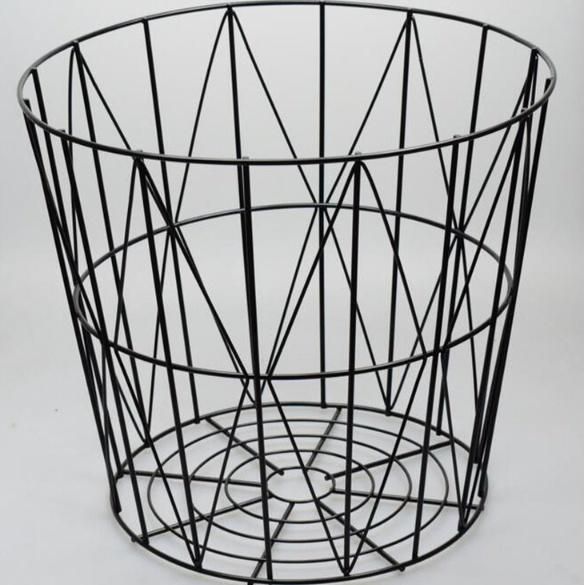 Modern Wood Top Metal Base Cage Coffee Table