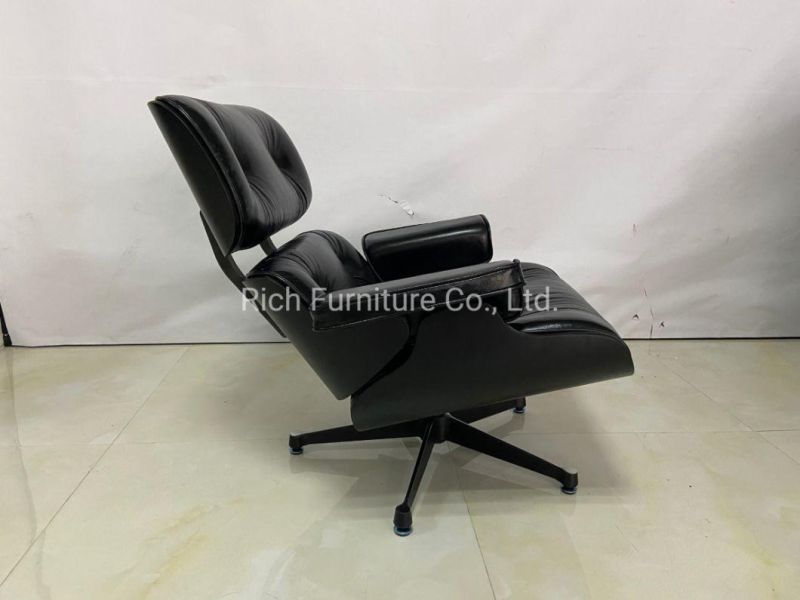 Classic Design Black Lounge Chair with Ottoman Footstool Hotel Living Room Chair