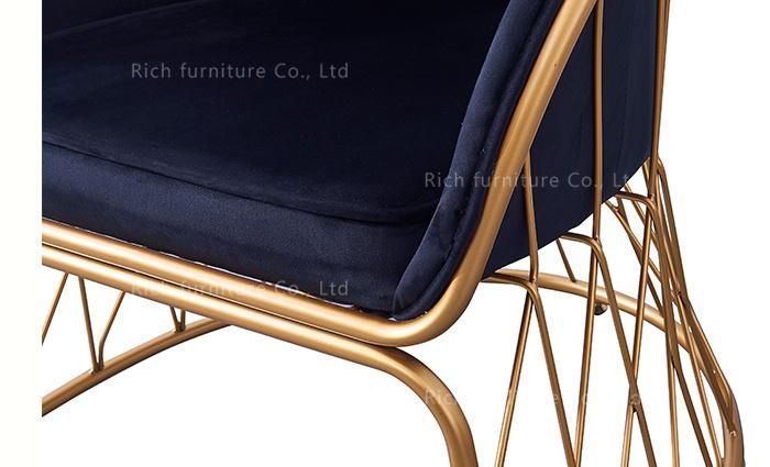 Modern Golden Stainelss Steel Chair Black Velvet Cover Leisure Sofa Chair