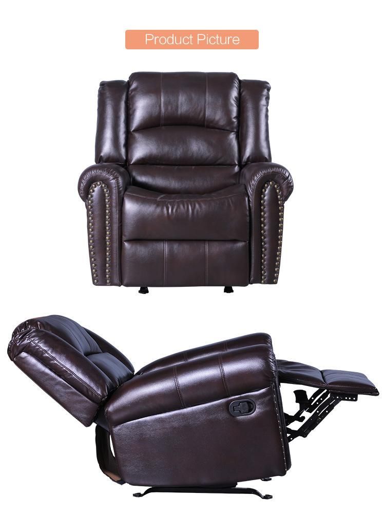 Luxury Classic Design Home Theater One Seat Rocker Air Leather Sofa Recliner