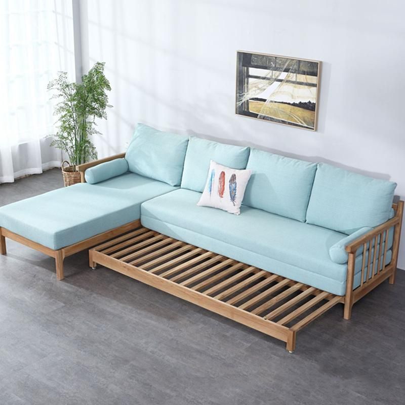 White Oak Modern Minimalist Solid Wood Corner Sofa Bed Multifunctional Sofa Bed 0077