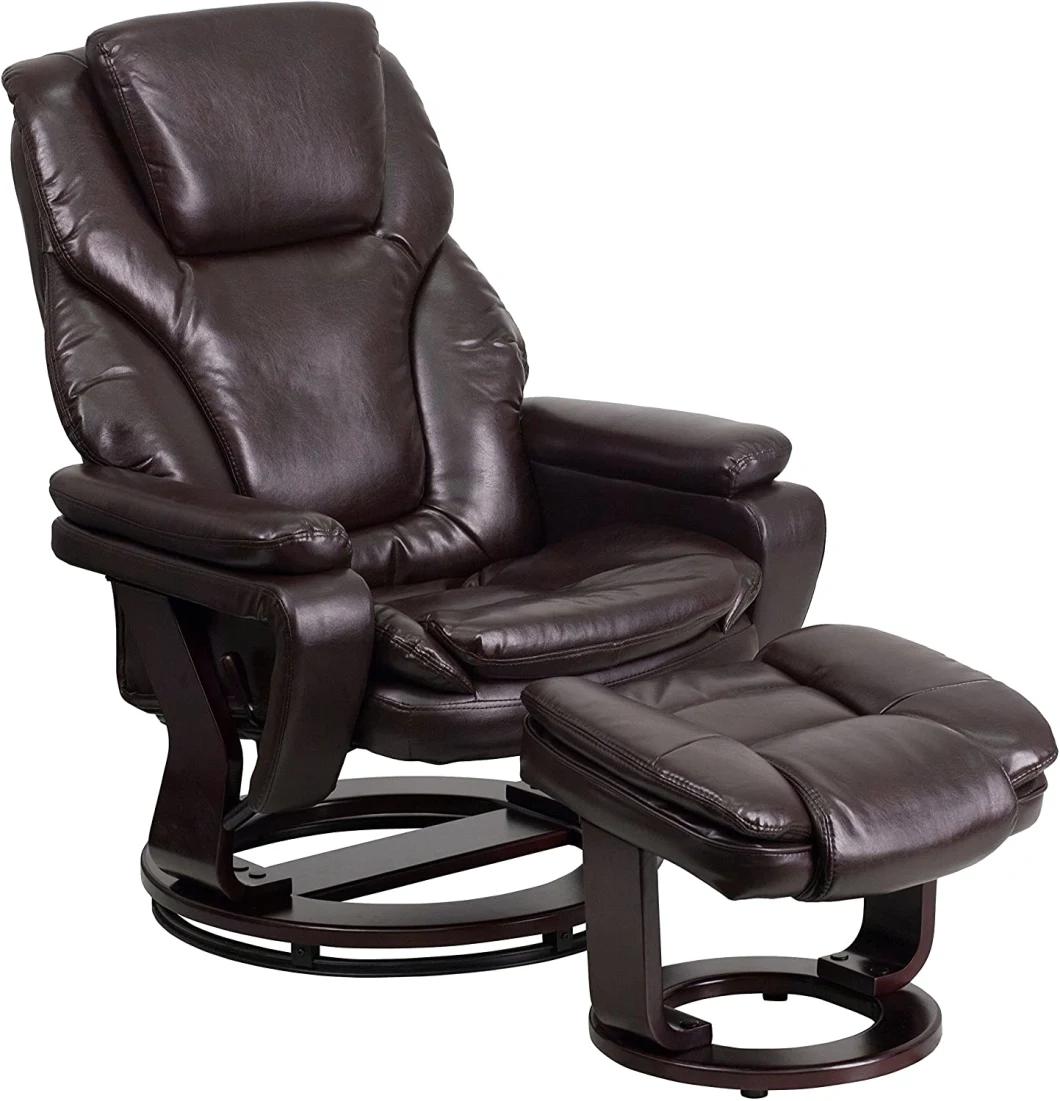 Jky Furniture Adjustabe Leather Recliner Leisure Chair with Ottoman and 8 Points Massage Functions