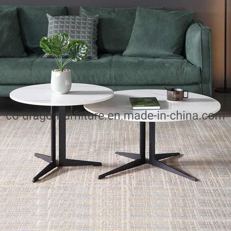 Fashion Home Furniture Steel Coffee Table Group with Marble Top