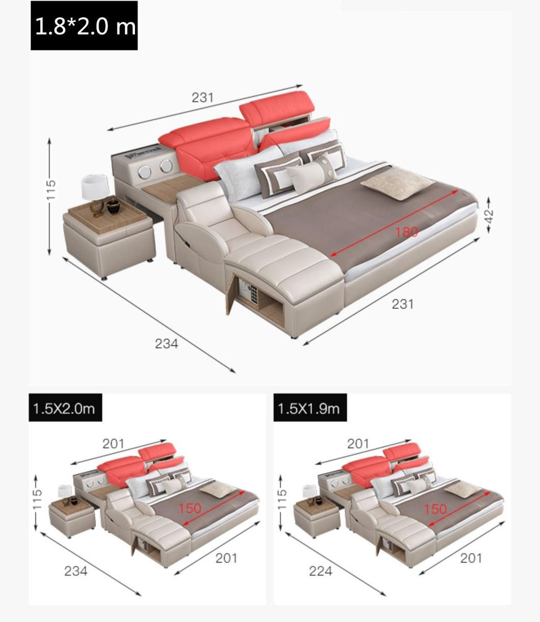 Hyc-Bl02 Hot Sale Modern Leather Multifunctional Smart Bed