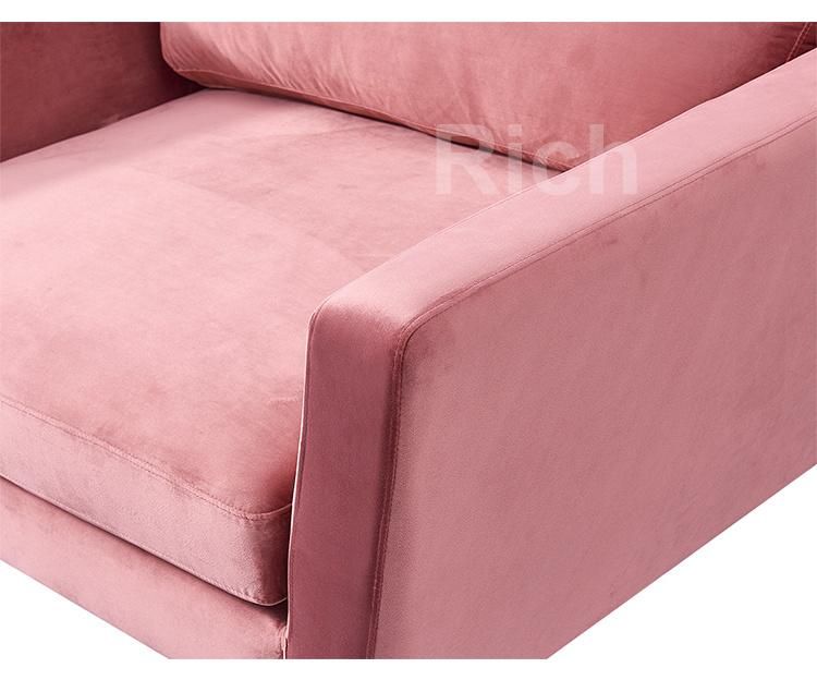 Modern Living Room Furniture Set Pink Fabric One Seater Couch